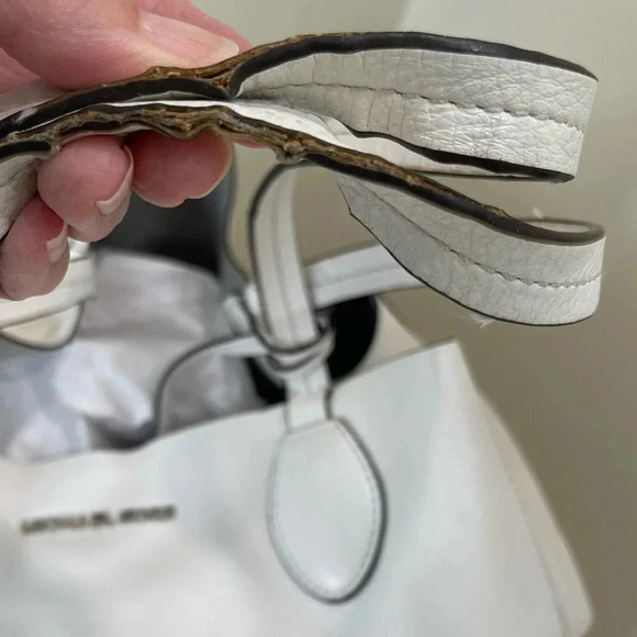 Michael Kors Tote White with Silver Metallic Reversible designer fashion chic - Picture 9 of 16